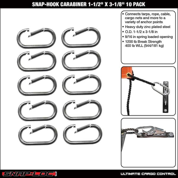 SNAP-LOC 3-1/8 in. Zinc-Plated Steel Carabiner (Pack of 10
