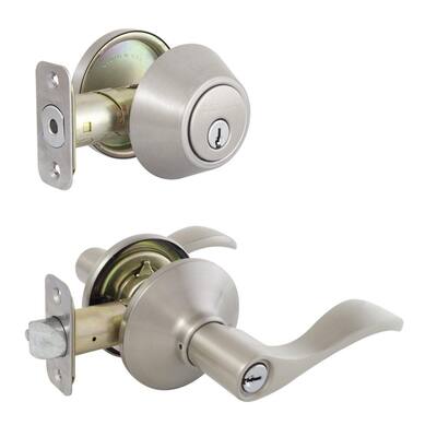 Defiant Naples Satin Nickel Bed and Bath Door Lever (4-Pack ...