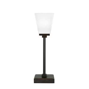 Quincy 16 in. Dark Granite Accent Lamp with Clear Bubble Glass Shade