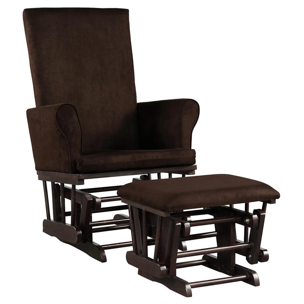 Costway Brown Baby Nursery Relax Rocker Rocking Chair Glider and ...