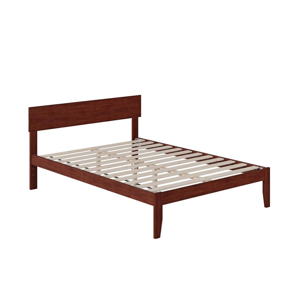 Walnut Full Size Platform Bed with Panel Headboard