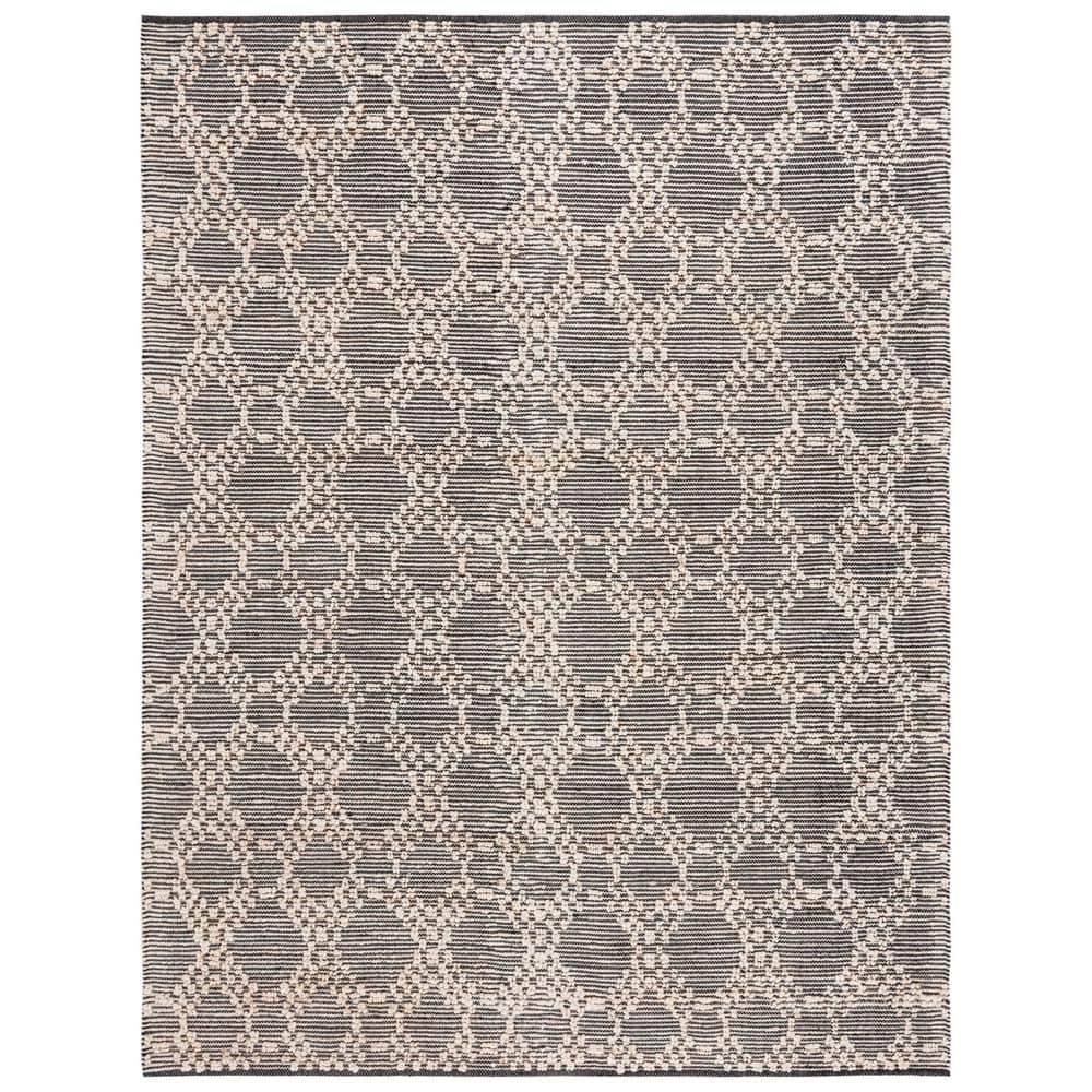 Handmade Black Cotton Flat Woven Non-slip Rug, 8' x 10'