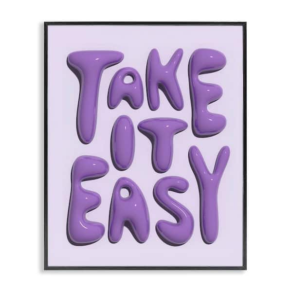 Stupell Industries Take It Easy Letters by Victoria Barnes Black Framed Typography Giclee Art Print 30 in. x 24 in.