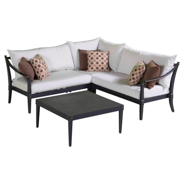 RST Brands Astoria 4-Piece Patio Corner Sectional and Conversation Table Set with Moroccan Cream Cushions