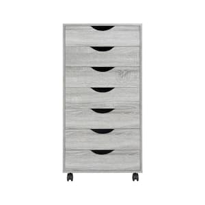 7-Drawer Gray Oak 34.2 in. H x 15.7 in. W x 18.8 in. D Wood Vertical File Cabinet