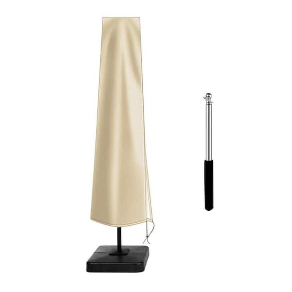 14 foot offset patio umbrella weaxty 14-ft Steel Beige No-tilt Market Patio Umbrella with Base in the Patio  Umbrellas department at Lowes.com