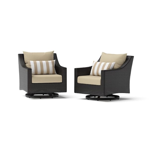 RST BRANDS Deco Wicker Motion Outdoor Lounge Chair with Maxim Beige Cushions (2-Pack)