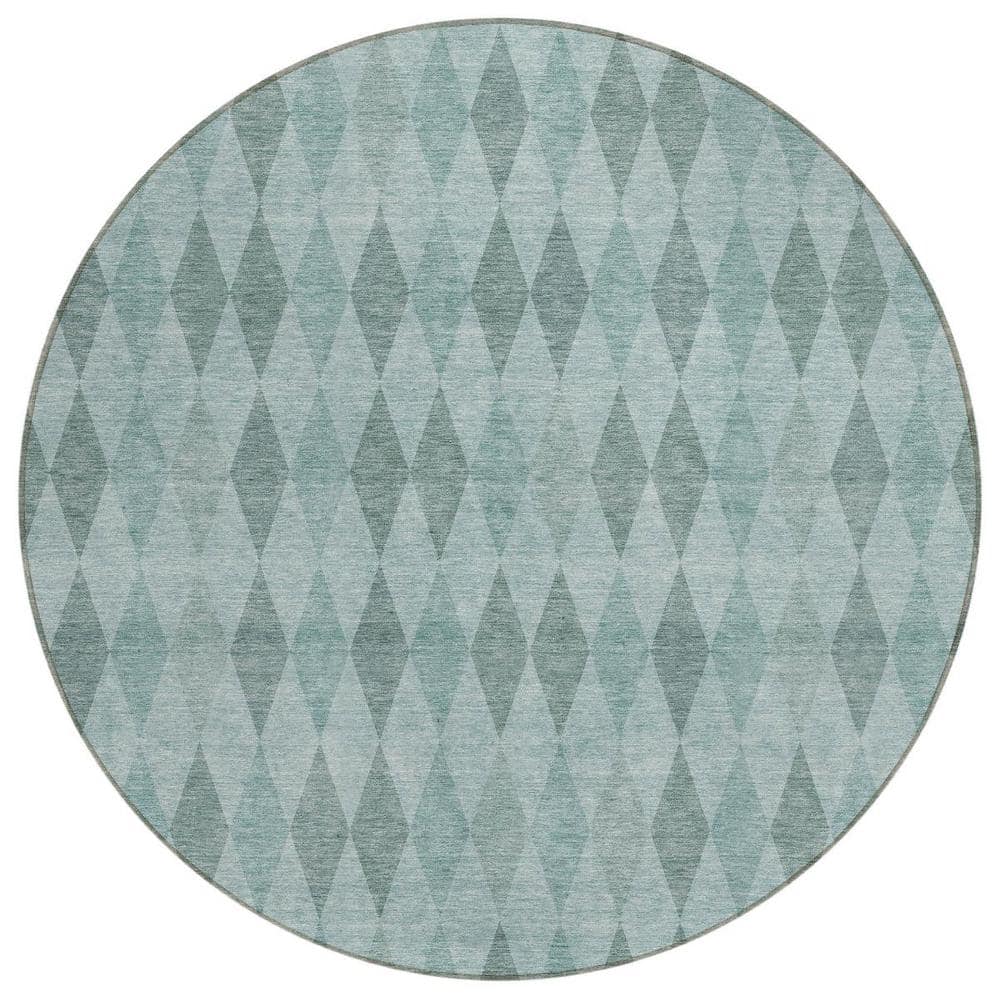 Teal 8 ft. Round Woven Geometric Round Indoor/Outdoor Area Rug price history on PriceWatchPro