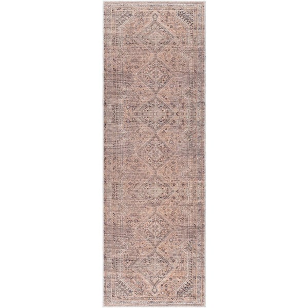 Livabliss Amaka Burnt Orange Medallion 3 ft. x 8 ft. Machine-Washable Indoor Runner Area Rug