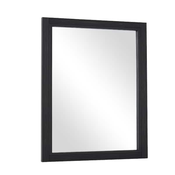 Black 24 in. W x 36 in. H Rectangle Wood Framed Wall Mirror Vanity Mirror