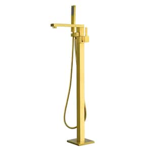 Campia Single-Handle Freestanding Tub Faucet with Hand Shower in Brushed Gold
