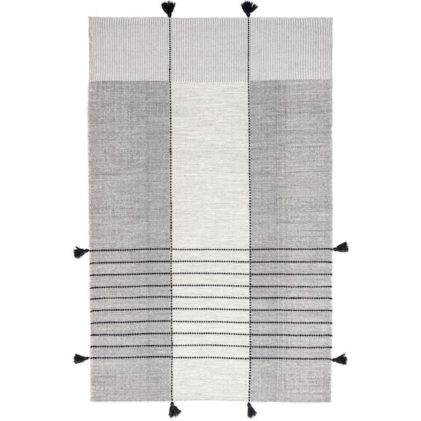 nuLOOM Sharyn Gray 6 ft. x 9 ft. Striped Wool Area Rug