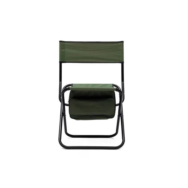 Green Metal Folding Lounge Chair Set of 2, Portable Camping Chair