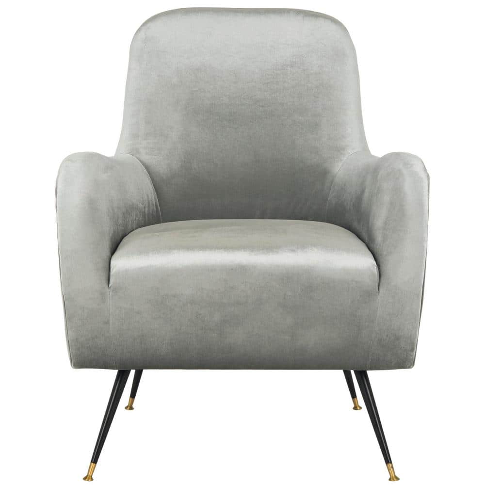 Elegant Transitional Beige Velvet Accent Chair with Gold Cap Legs