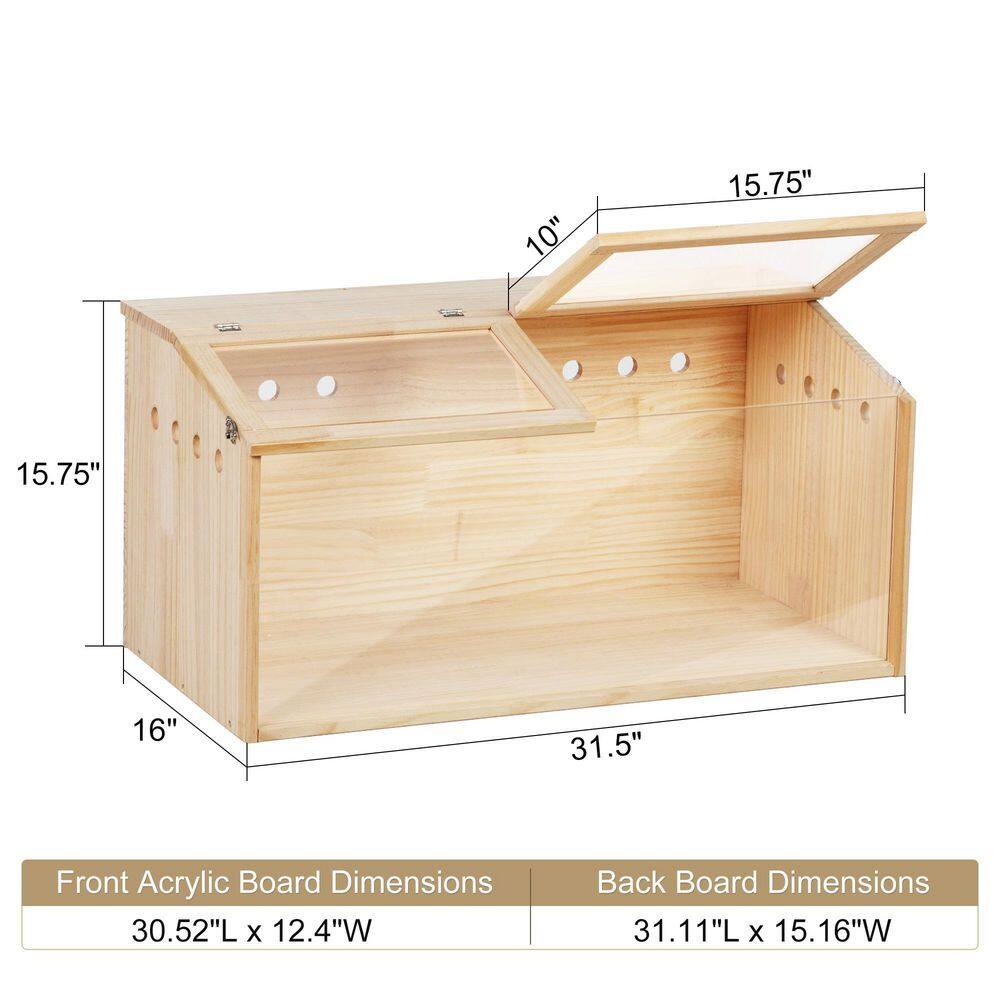 Natural Pinewood Hamster Cage with Acrylic Roof and Panels