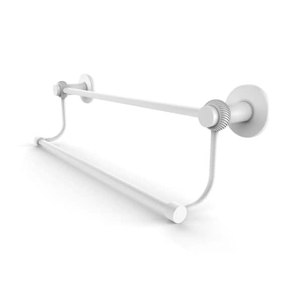 Allied Brass Mercury Collection 18 in. Wall Mounted Double Towel Bar in Matte White with Twist Accents