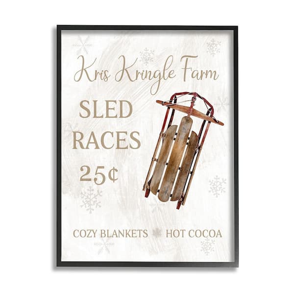 Stupell Industries Sled Races Holiday Sign by Conrad Knutsen 1-Piece Framed Graphic Print Typography Poster Art Print 30 in. x 24 in.
