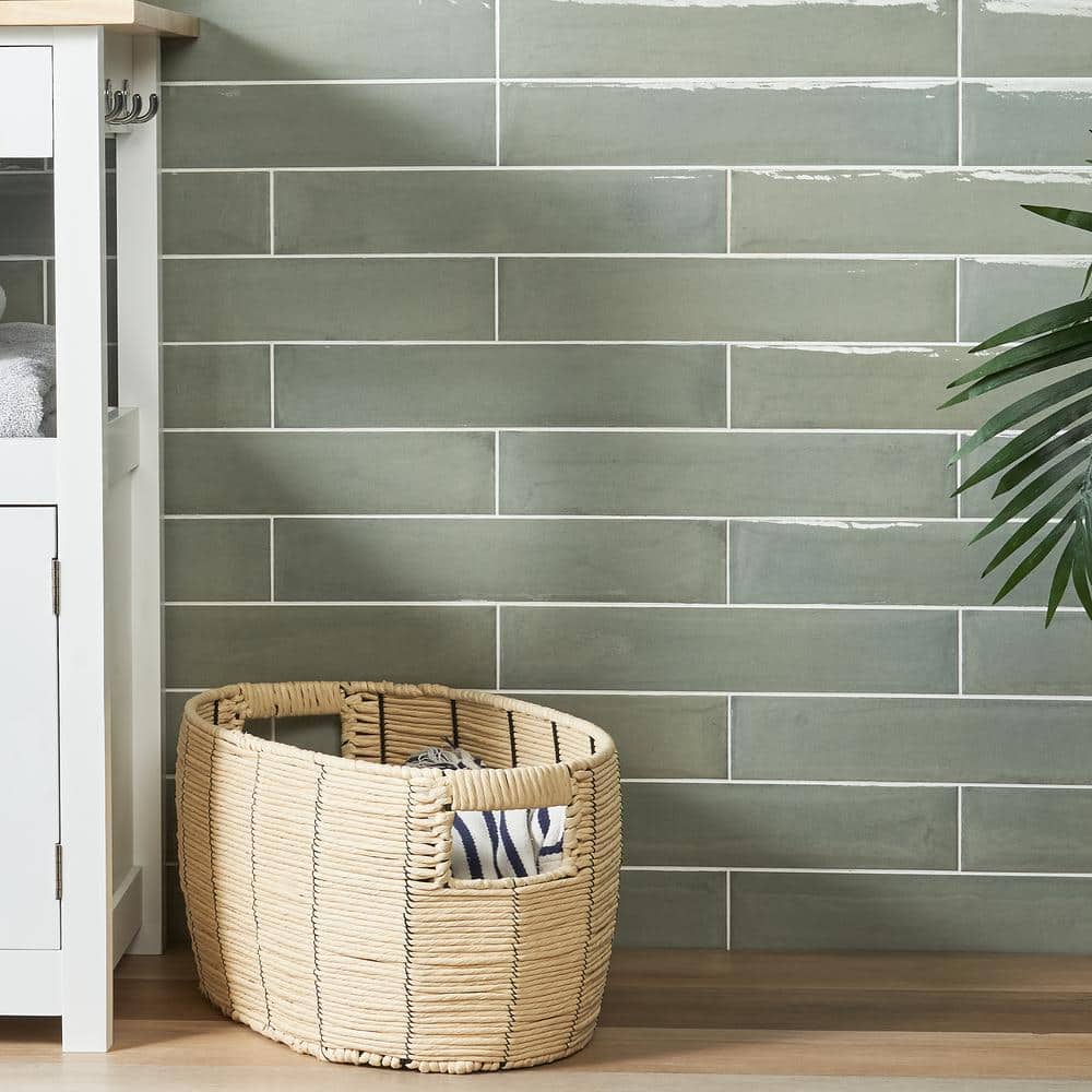 Green Polished Porcelain 3x16 Subway Wall Tile