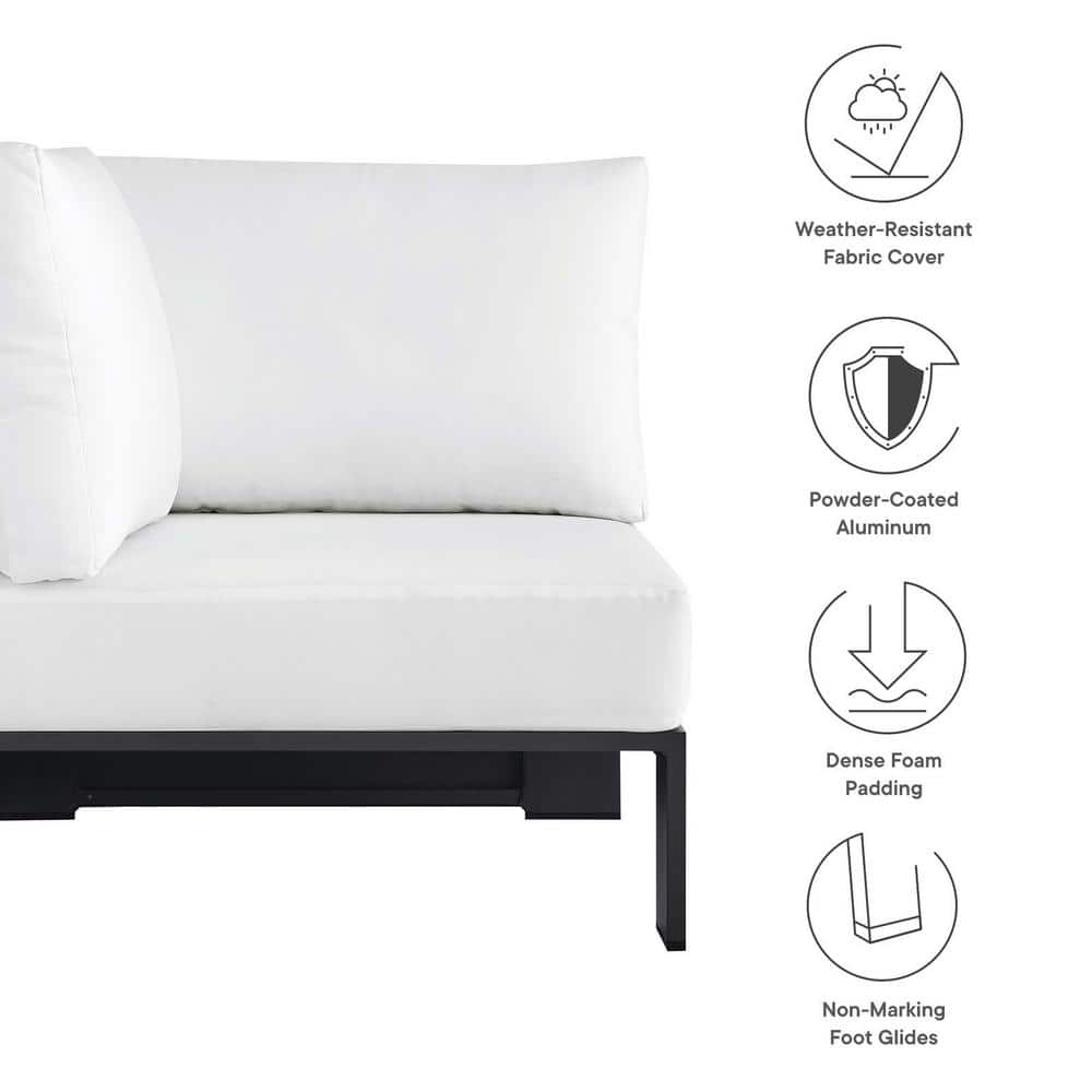 Tahoe Gray and White Aluminum Outdoor Corner Chair