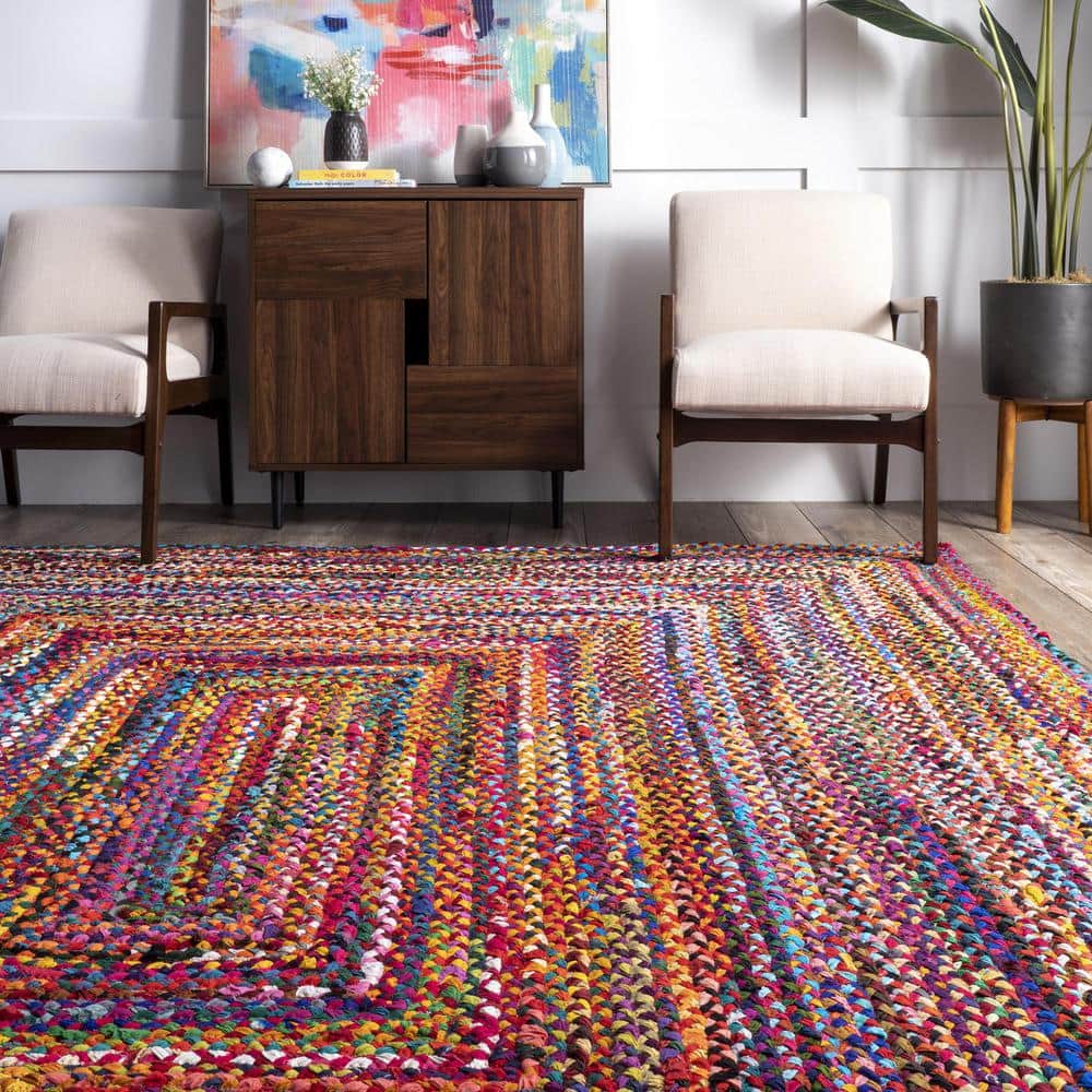 Tammara Multi-Color Hand Braided Cotton Oval Area Rug 4' x 6'