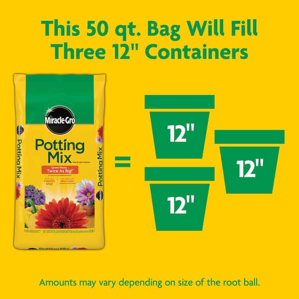 Miracle-Gro - Potting Mix 50 qt. For Container Plants, Flowers, Vegetables, Shrubs, Feeds up to 6 Months