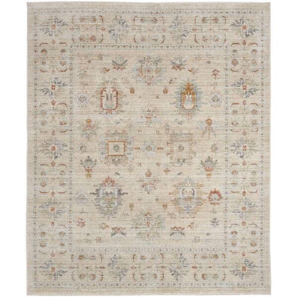 Nourison Oases Ivory Beige 9 ft. x 11 ft. Distressed Traditional Area Rug