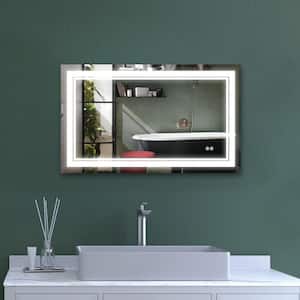 40 in. W x 24 in. H Rectangular Frameless Wall Mounted Bathroom Vanity Mirror LED with 3 Colors Light Touch Button