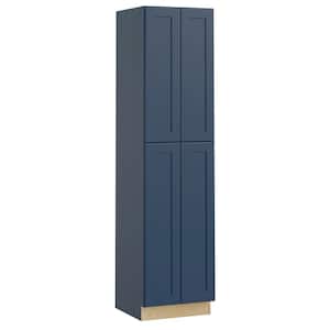 Newport Blue Painted Plywood Shaker Stock Assembled Pantry Utility Kitchen Cabinet Soft Close 24 in. x 96 in. x 24 in.