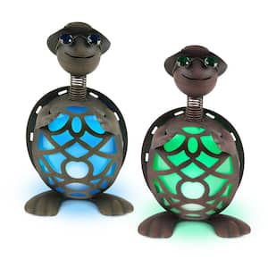 14.5 in. Tall Solar-Powered Metal Turtle Figurines (2-Set)