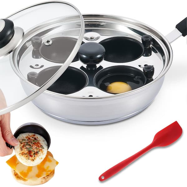 8.5 in. Stainless Steel Egg Poacher Specialty Tool with Poached Egg Maker, Spatula for Making Poached Eggs, Kitchen