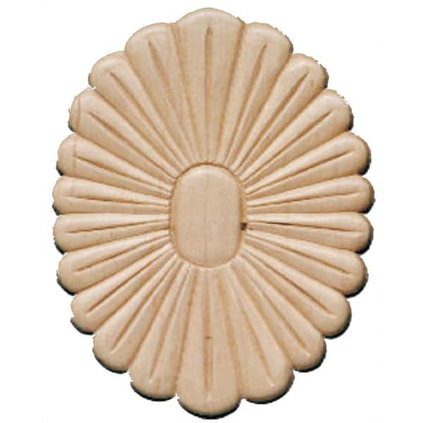 HOUSE OF FARA 1/4 in. D x 3-5/8 in. W x 6 in. L Birch Wood Sunburst Accent Applique and Onlay Moulding