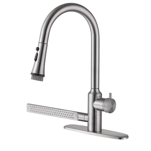 AIMADI Single Handle Pull Down Sprayer Kitchen Faucet with Advanced Spray Single Hole Kitchen Sink Taps in Brushed Nickel