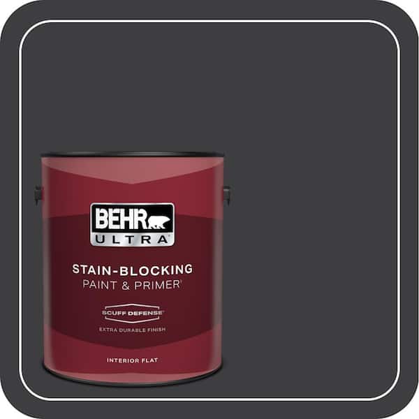 1 gal. #PPH-34 Black Smoke Extra Durable Flat Interior Paint & Primer