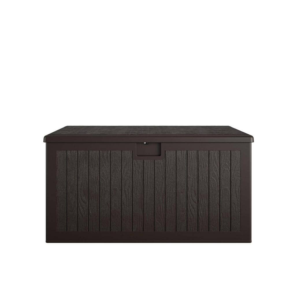 COSCO Dark Brown Lockable Resin Deck Box with Storage Divider