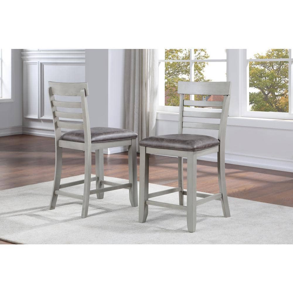Hyland Stone Gray and Charcoal 7-Piece Counter-Height Dining Set