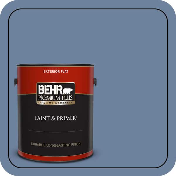 BEHR PREMIUM PLUS 1 gal. #S530-5 Brisk Blue Flat Exterior Paint & Primer