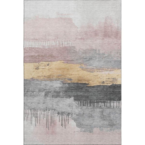Mayfield Premium Machine Washable Abstract AMF1880 Blush 10 ft. x 14 ft. Area Rug