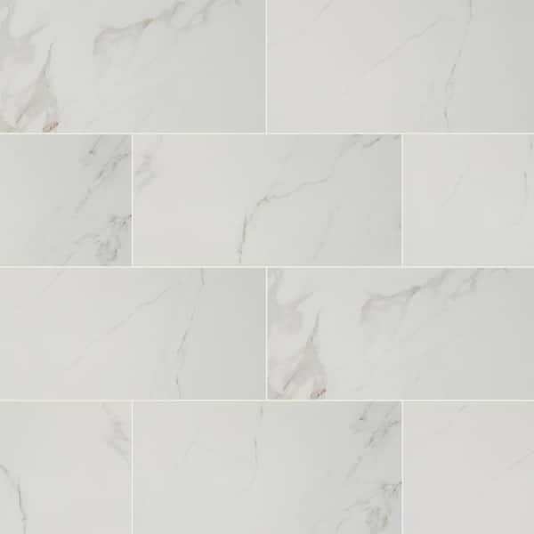MSI Carrara White 12 in. x 24 in. Matte Porcelain Stone Look Floor and Wall Tile (16 sq. ft./Case)