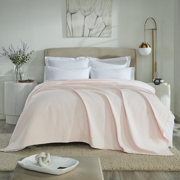 Better Trends Janiya Waffle King Size 100% Cotton Blanket in Blush