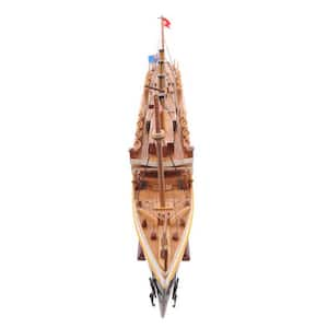 Wood Hand Painted Boat Decorative Sculpture