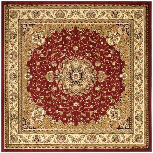 Lyndhurst Red/Ivory 6 ft. x 6 ft. Square Border Antique Floral Area Rug