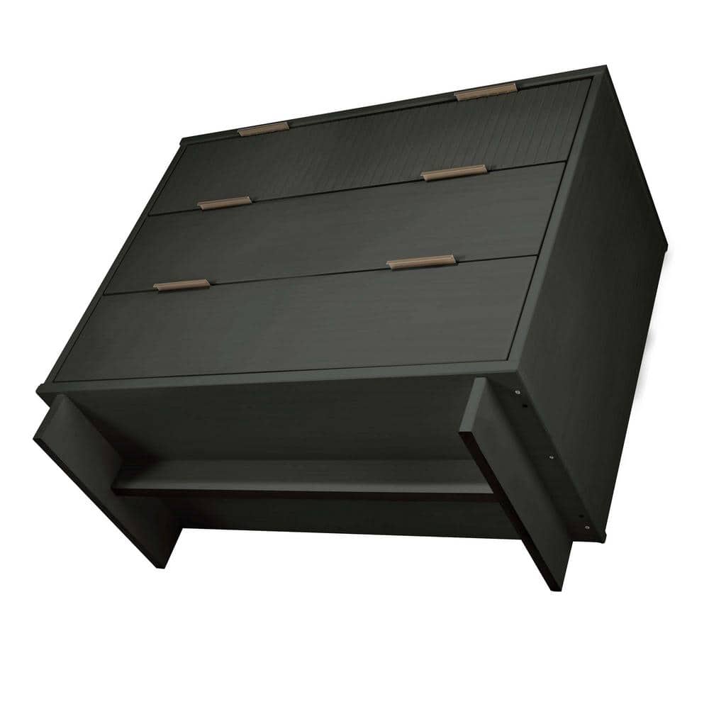 Granville Dark Grey Ribbed 2pc Dresser and Nightstand Set