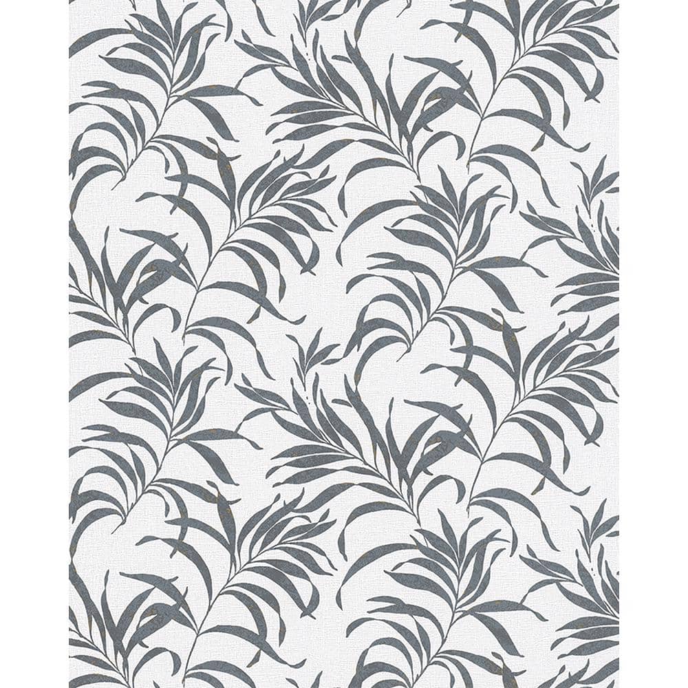 Valentina Grey Botanical Leaf Non-Woven Wallpaper, 20.5-in x 33-ft