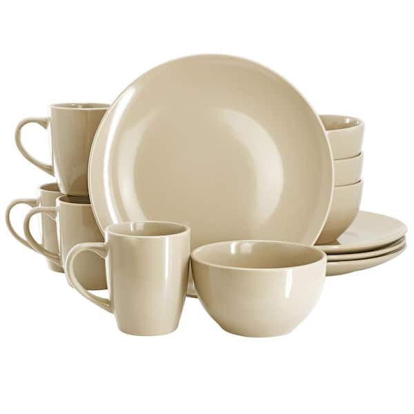 Everyday Plus 12-Piece Stoneware Dinnerware Set in Cream