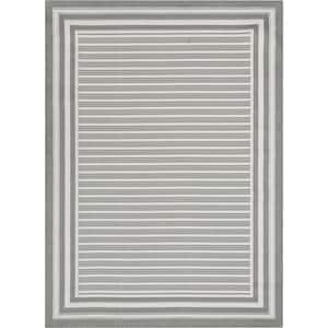 Fallon Frankie Green 5 ft. 3 in. x 7 ft. 3 in. Modern Striped Indoor/Outdoor Area Rug