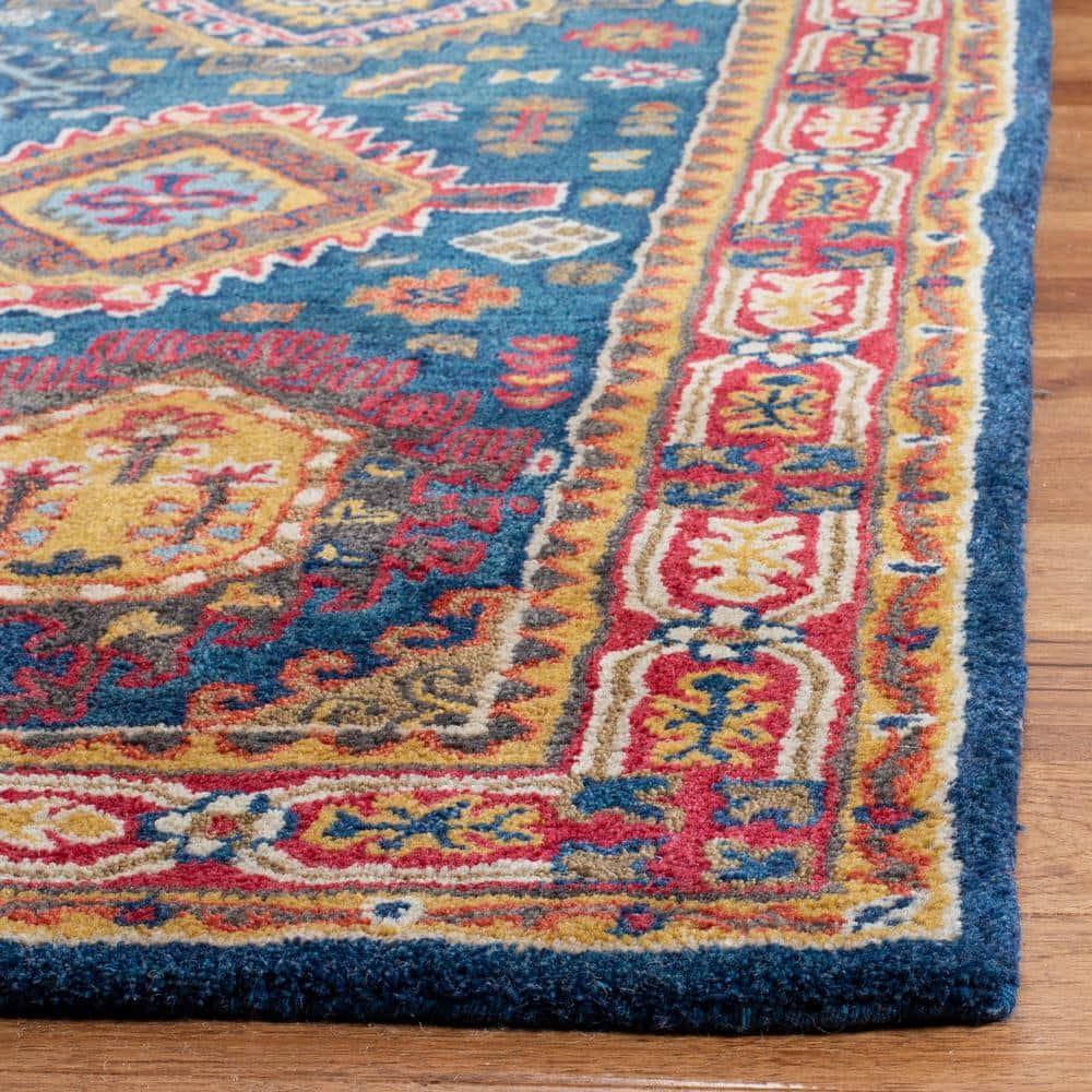 Heritage Navy and Red Hand-Tufted Wool Area Rug 3'x5'