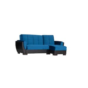 Basics Air Collection Turquoise Convertible L-Shaped Sofa Bed Sectional With Reversible Chaise 3-Seater With Storage