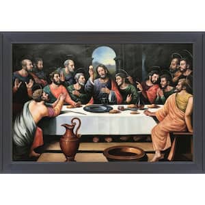 The Last Supper by Juan De Juanes Gallery Black Framed Religious Oil Painting Art Print 28 in. x 40 in.