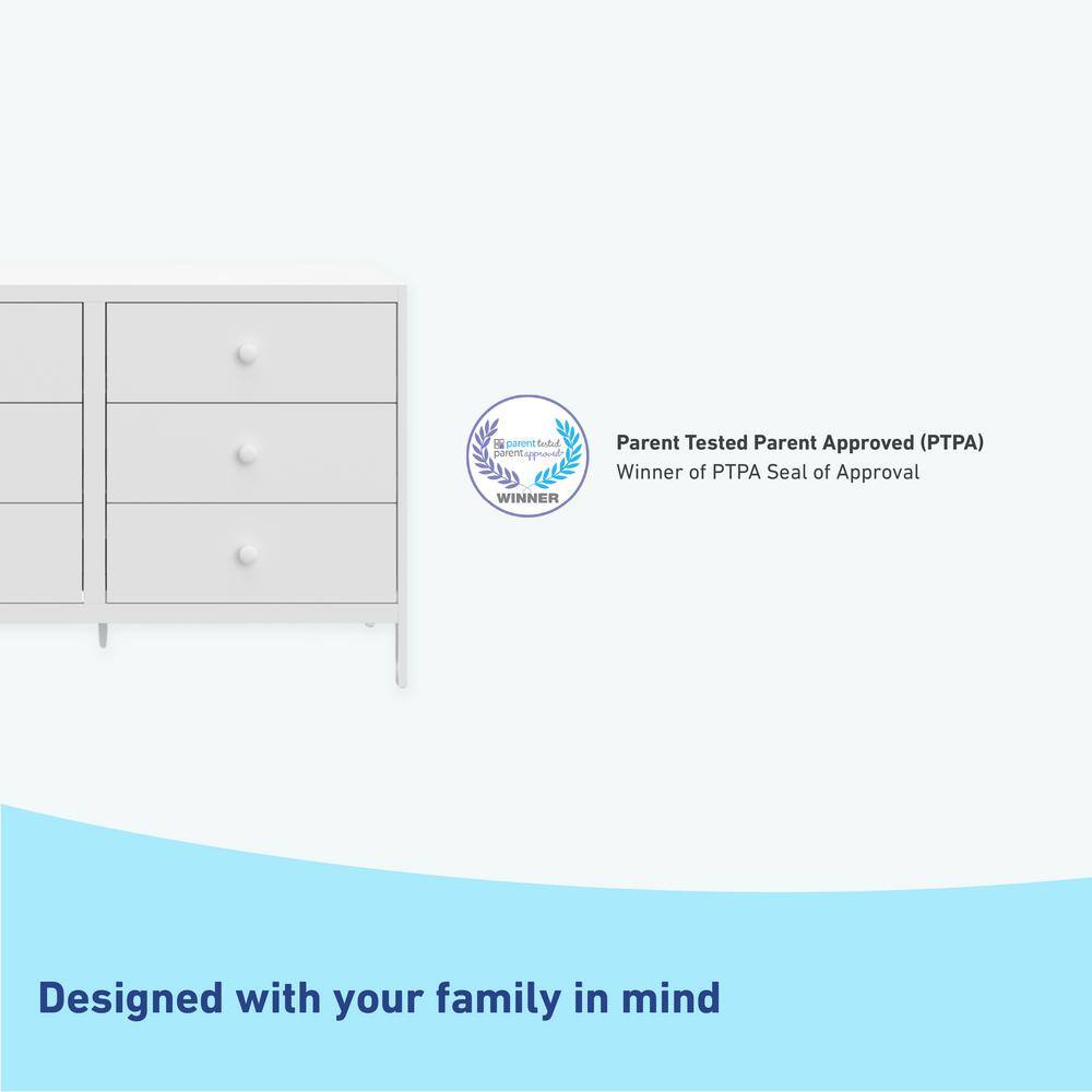 White GREENGUARD Certified 6-Drawer Double Nursery Dresser
