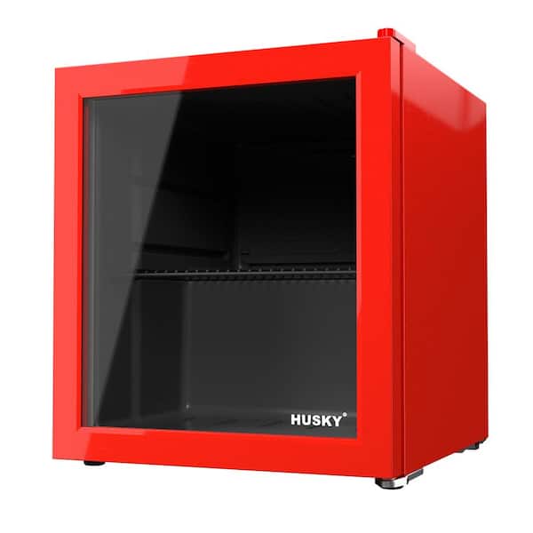 SNOWLION Premium 1.6 cu. ft. Freestanding Countertop Glass Door Mini Fridge, Reversible Door and Quiet Operation, Red